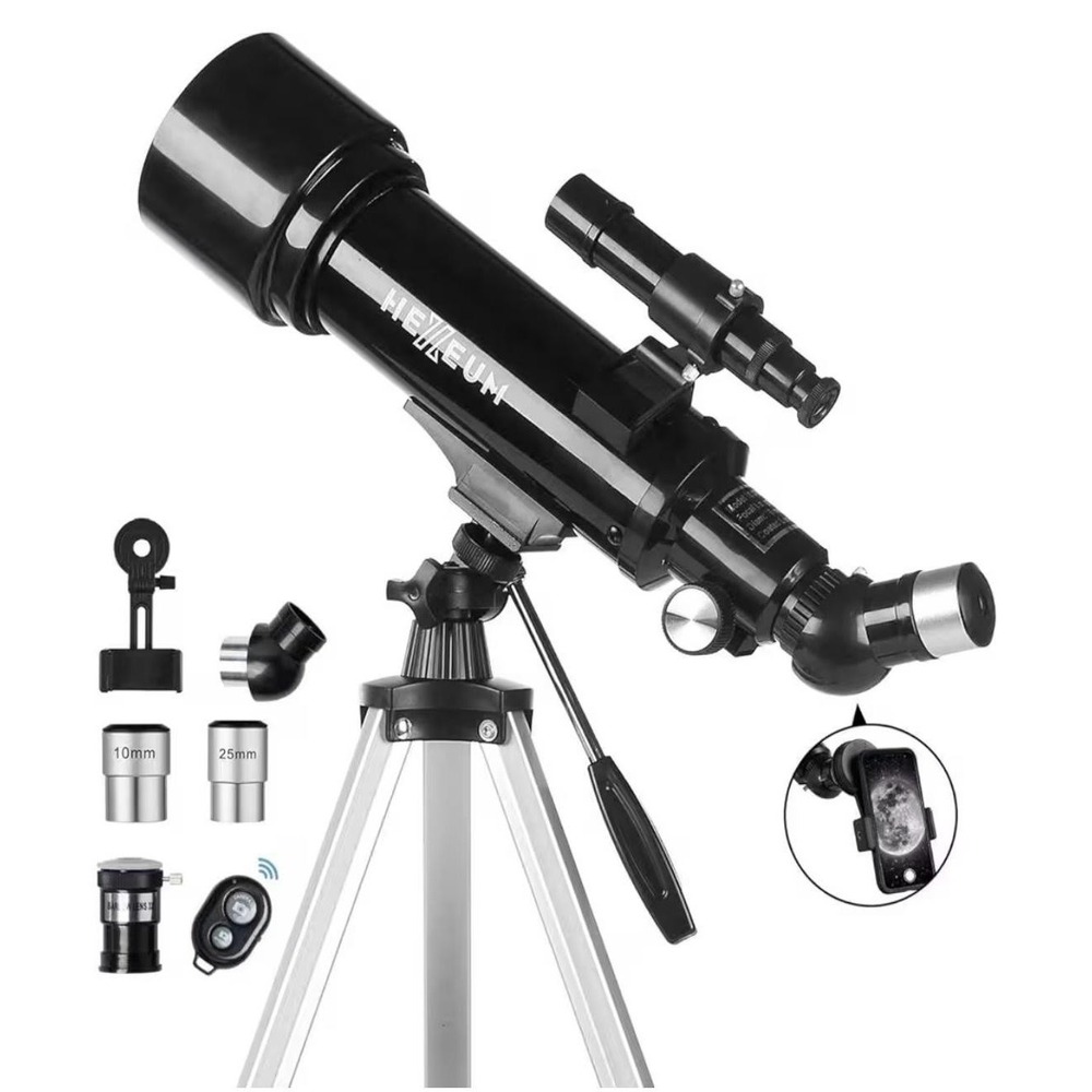 HEXEUM 70mm Astronomical Telescope Refractor Altazimuth Tripod Phone Mount